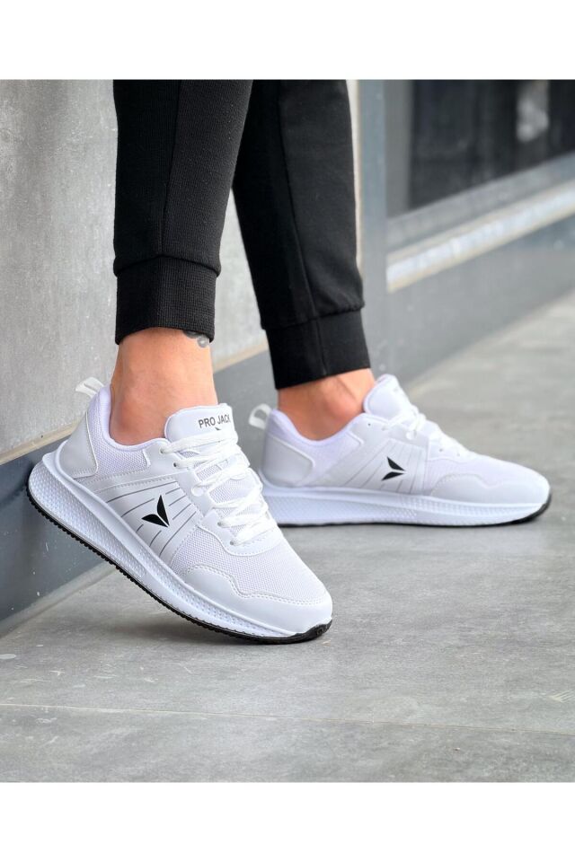 Siyah Bağcıklı Unisex Günlük Hafif Yürüyüş Spor Ayakkabısı - 9688 Beyaz - 43