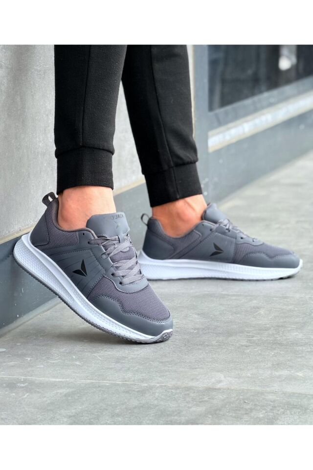 Siyah Bağcıklı Unisex Günlük Hafif Yürüyüş Spor Ayakkabısı - 9688 Füme - 41