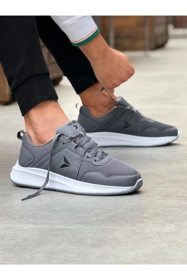 Siyah Bağcıklı Unisex Günlük Hafif Yürüyüş Spor Ayakkabısı - 9688 Füme - 43