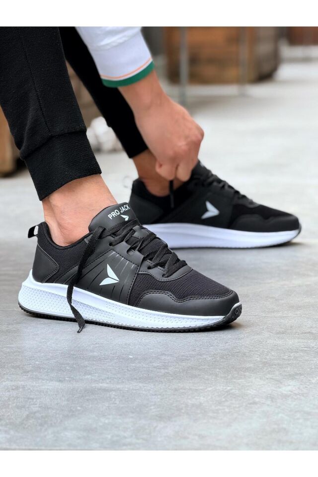 Siyah Bağcıklı Unisex Günlük Hafif Yürüyüş Spor Ayakkabısı - 9688 Siyah - 40