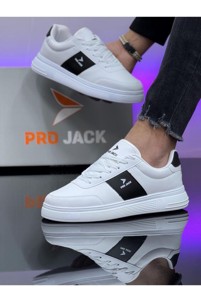 Günlük Ortepedik Sneaker Erkek Spor Ayakkabı - PJ732 Beyaz Siyah - 41