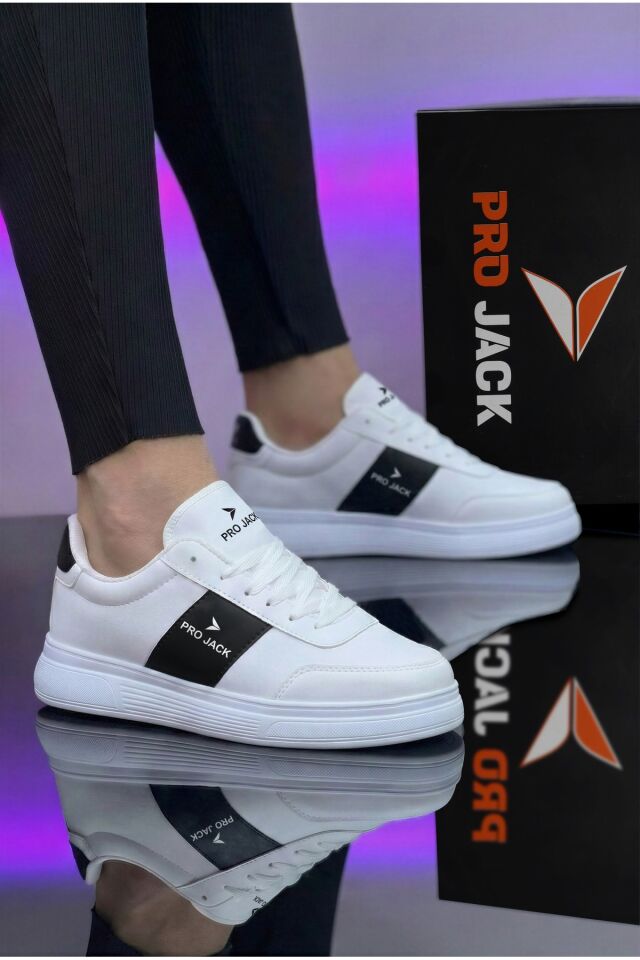 Günlük Ortepedik Sneaker Erkek Spor Ayakkabı - PJ732 Beyaz Siyah - 44