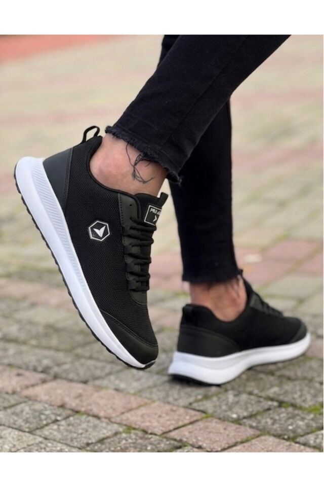 Siyah Bağcıklı Sneaker Koşu Yürüyüş Erkek Spor Ayakkabı Siyah - 40