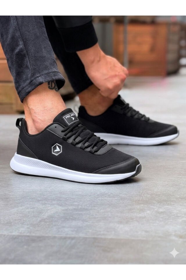 Siyah Bağcıklı Sneaker Koşu Yürüyüş Erkek Spor Ayakkabı Siyah - 43